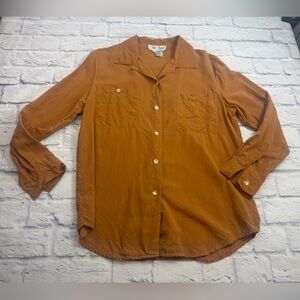 Vintage Silk Appeal Silk Blouse. Long Sleeves. Mustard Color. Size Small.